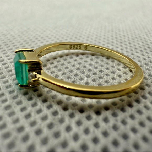 New Gold-Plated Sterling Silver & Tourmaline Ring, Size 5 - Picture 2 of 4